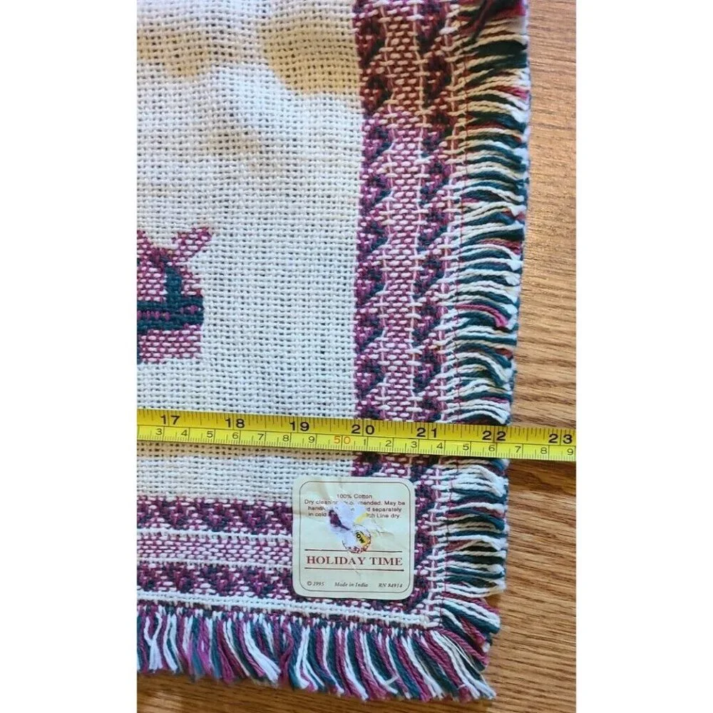 Vtg 1995 Windham Trading Happy Holidays Decorative Throw Blanket‎ Tapestry 24x40